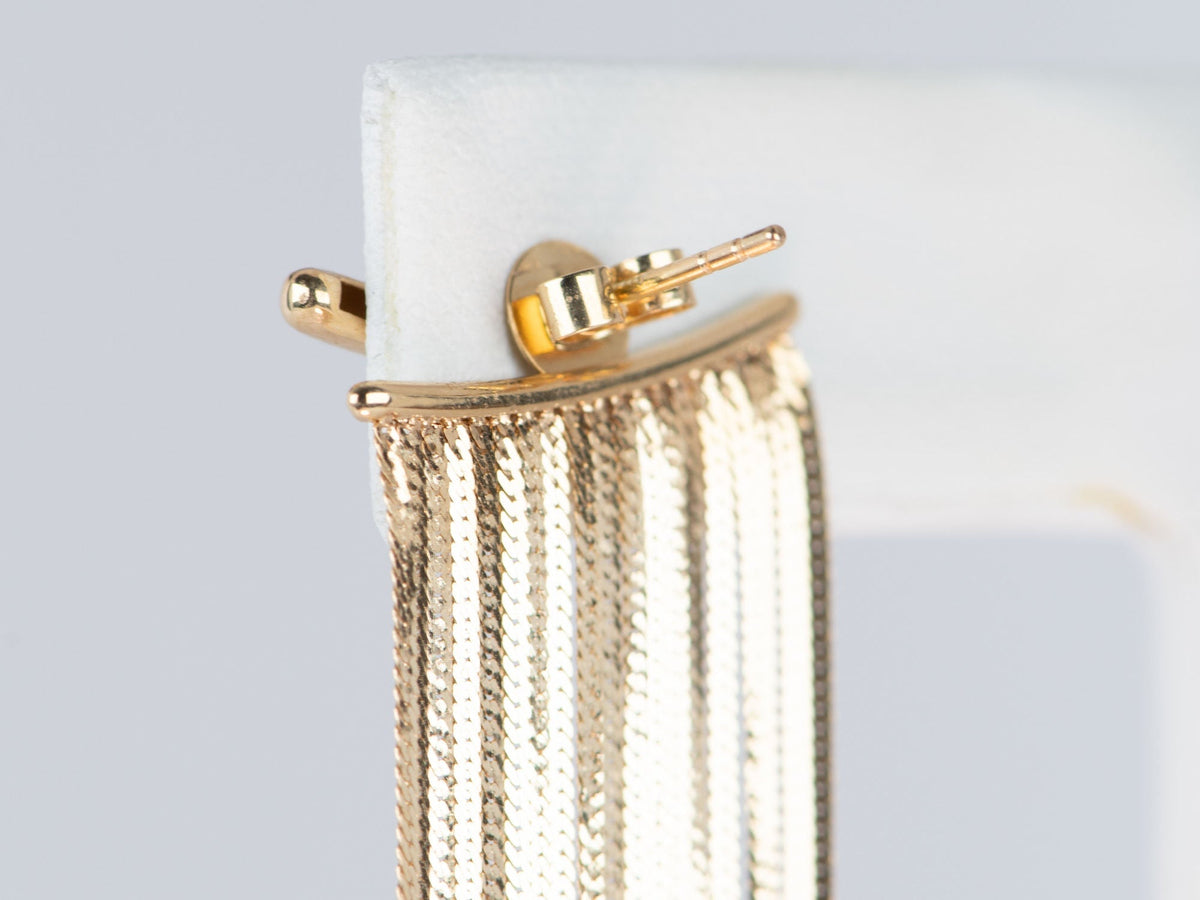 Solid 18K Gold Waterfall Fringe Tassel Earrings 4.89g R3210 Aurora Designer