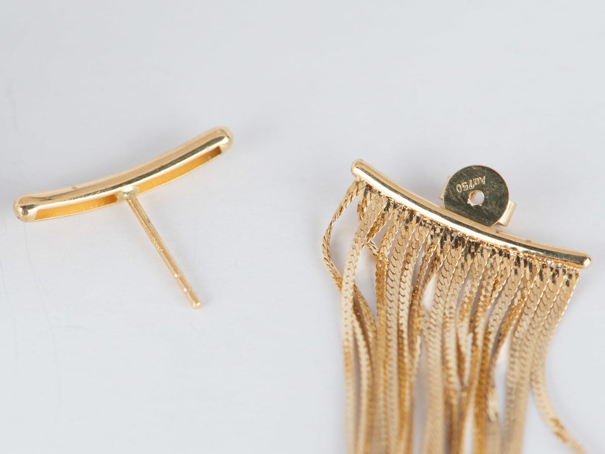 Solid 18K Gold Waterfall Fringe Tassel Earrings 4.89g R3210 Aurora Designer