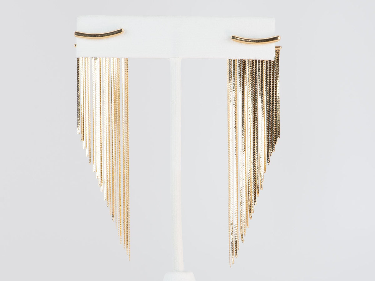 Solid 18K Gold Waterfall Fringe Tassel Earrings 4.89g R3210 Aurora Designer
