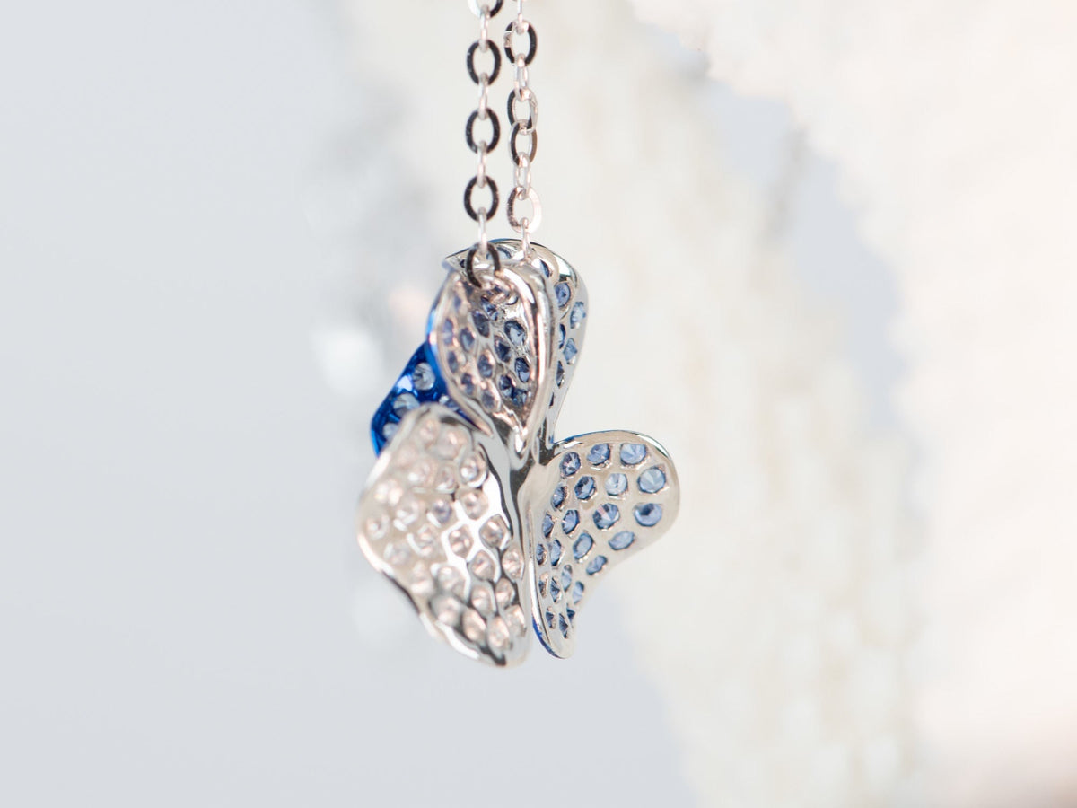 18K Gold Floral Pendant Diamond Pave Light Weight R4518 Aurora Designer
