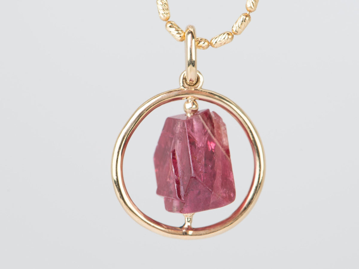 5.57ct Myanmar Spinel Octahedral Crystal Globe Pendant 14K Gold R4520 Aurora Designer