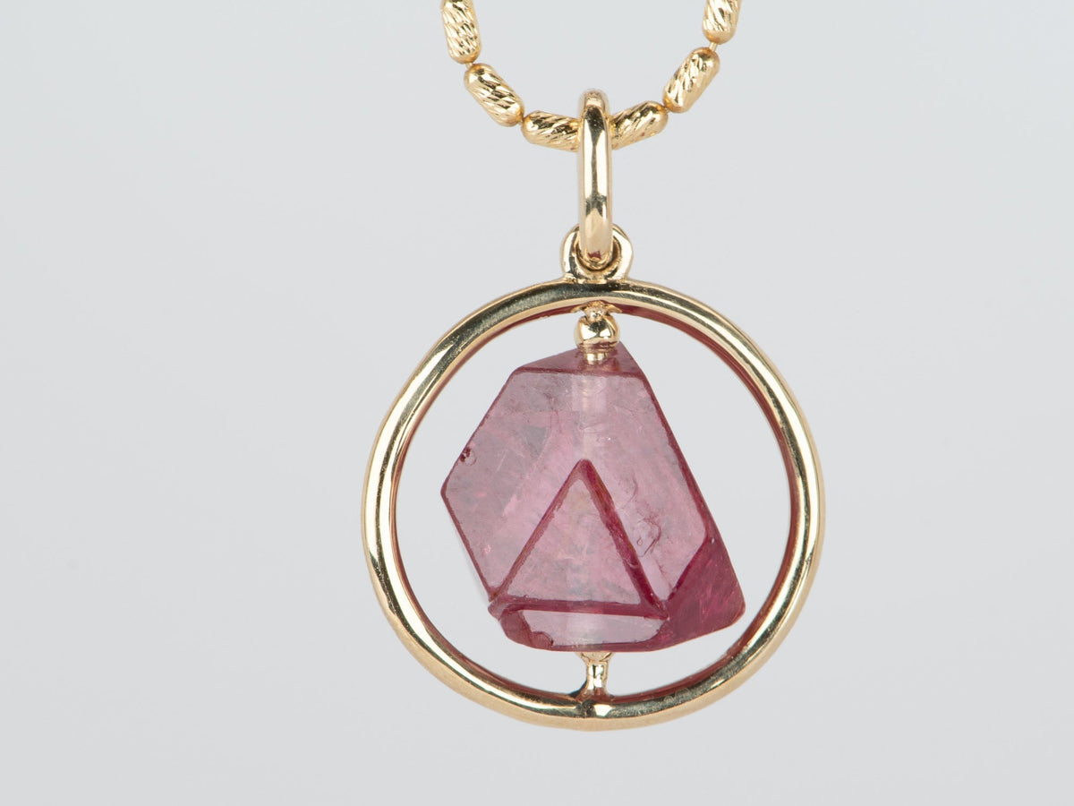 5.57ct Myanmar Spinel Octahedral Crystal Globe Pendant 14K Gold R4520 Aurora Designer
