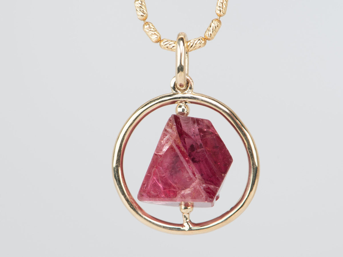 5.57ct Myanmar Spinel Octahedral Crystal Globe Pendant 14K Gold R4520 Aurora Designer