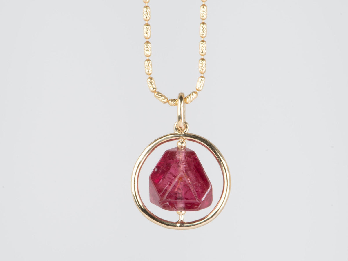 5.57ct Myanmar Spinel Octahedral Crystal Globe Pendant 14K Gold R4520 Aurora Designer