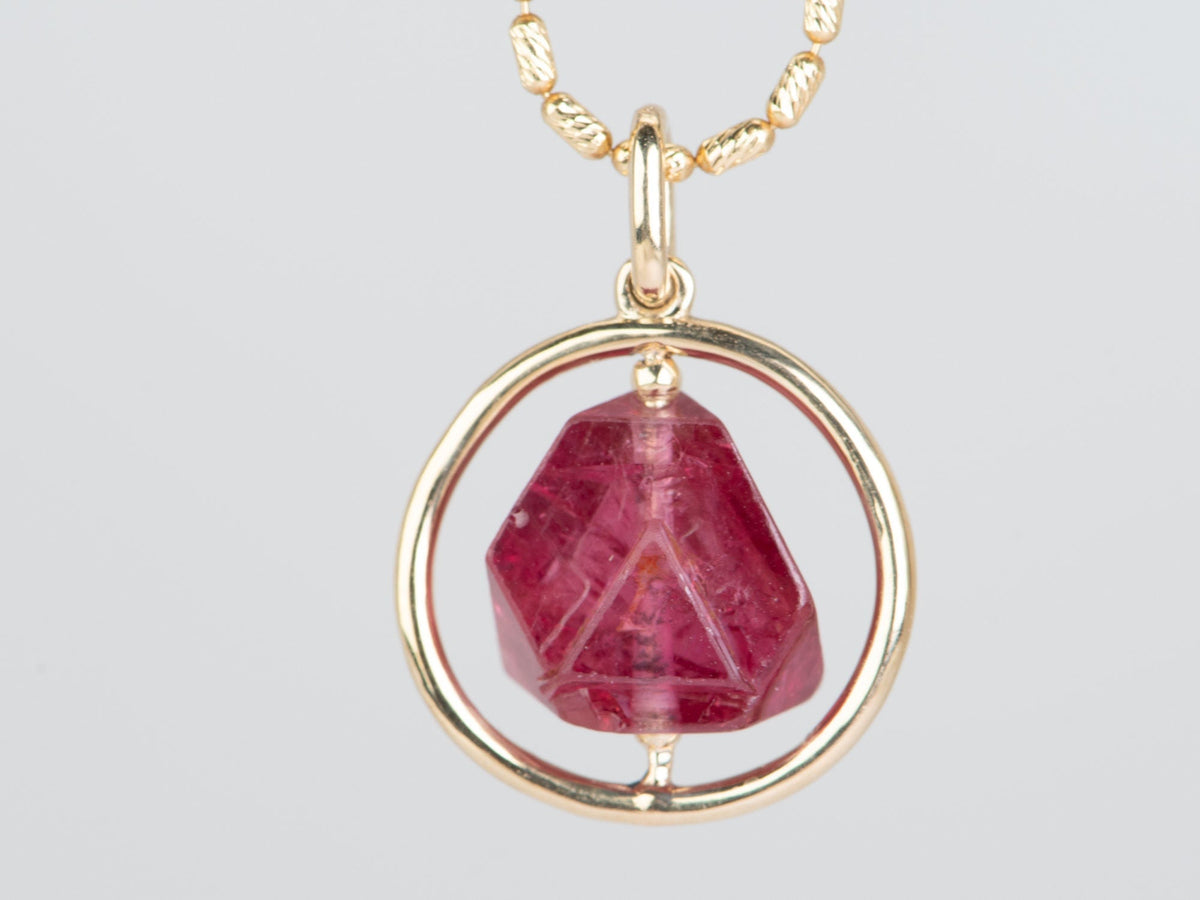 5.57ct Myanmar Spinel Octahedral Crystal Globe Pendant 14K Gold R4520 Aurora Designer
