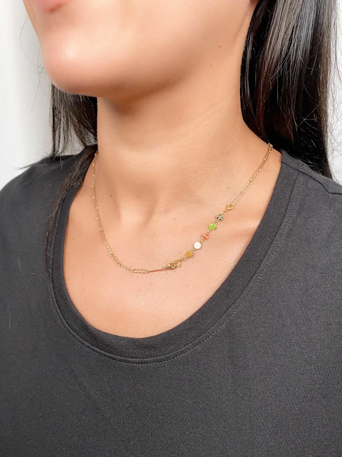 18K Gold Chain Bracelet Extension 5.5cm Enamel Tribal Ethnic Design R2086 Aurora Designer