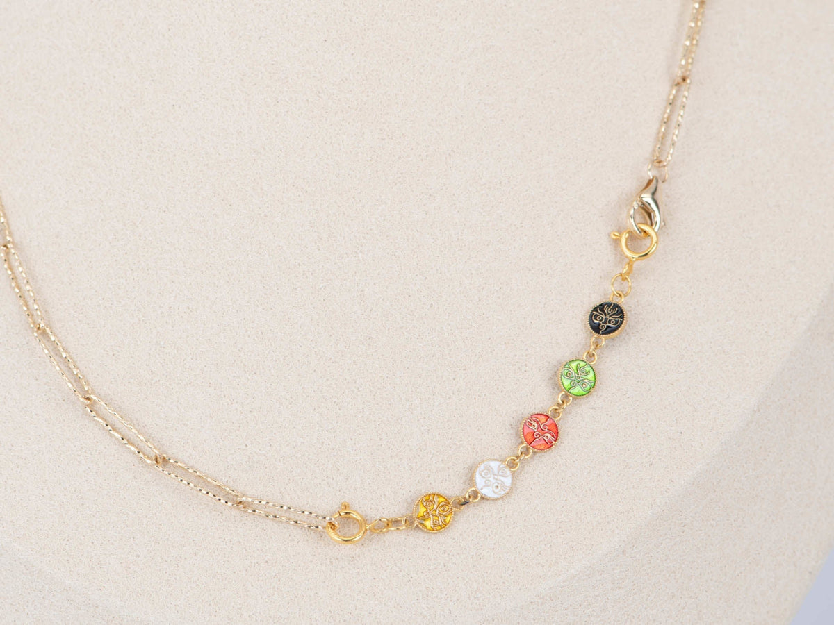 18K Gold Chain Bracelet Extension 5.5cm Enamel Tribal Ethnic Design R2086 Aurora Designer