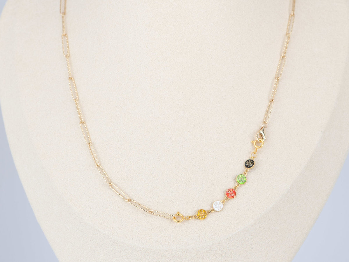 18K Gold Chain Bracelet Extension 5.5cm Enamel Tribal Ethnic Design R2086 Aurora Designer