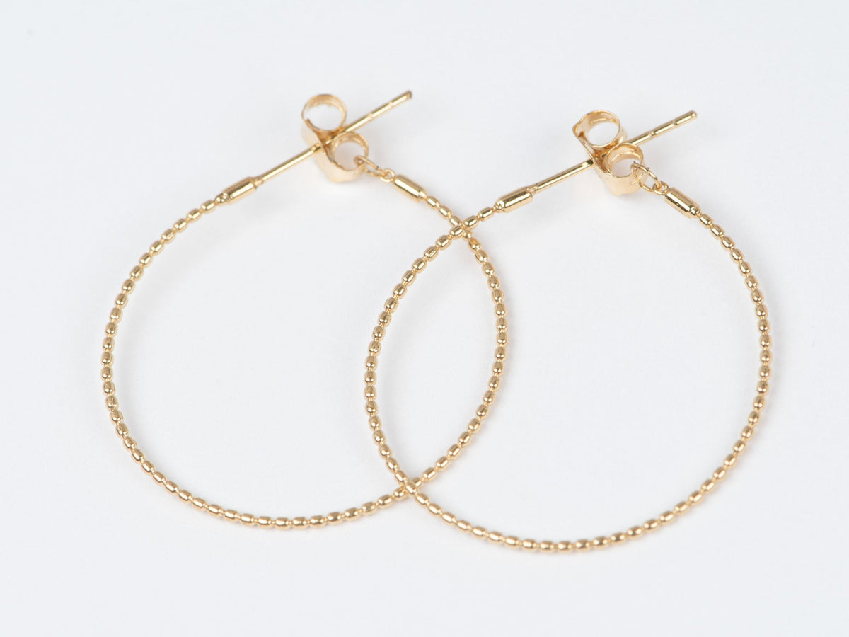 Solid 18K Gold 20mm Dainty Ear Hoops Loop Hang Dangles Charms R3212 Aurora Designer