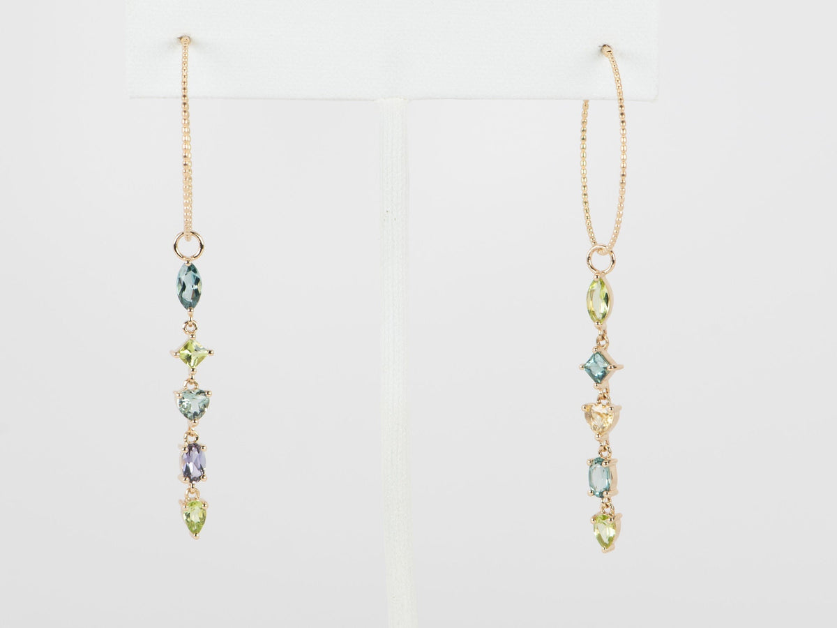 Solid 18K Gold 20mm Dainty Ear Hoops Loop Hang Dangles Charms R3212 Aurora Designer