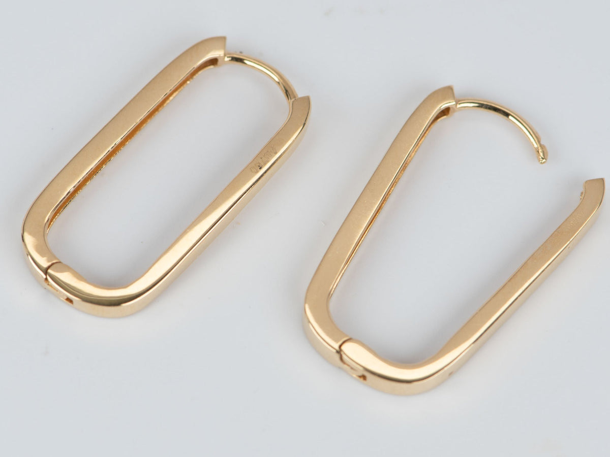 18K Gold 26x12mm Rectangle Ear Hoops Hoop 3.68g R3213 Aurora Designer