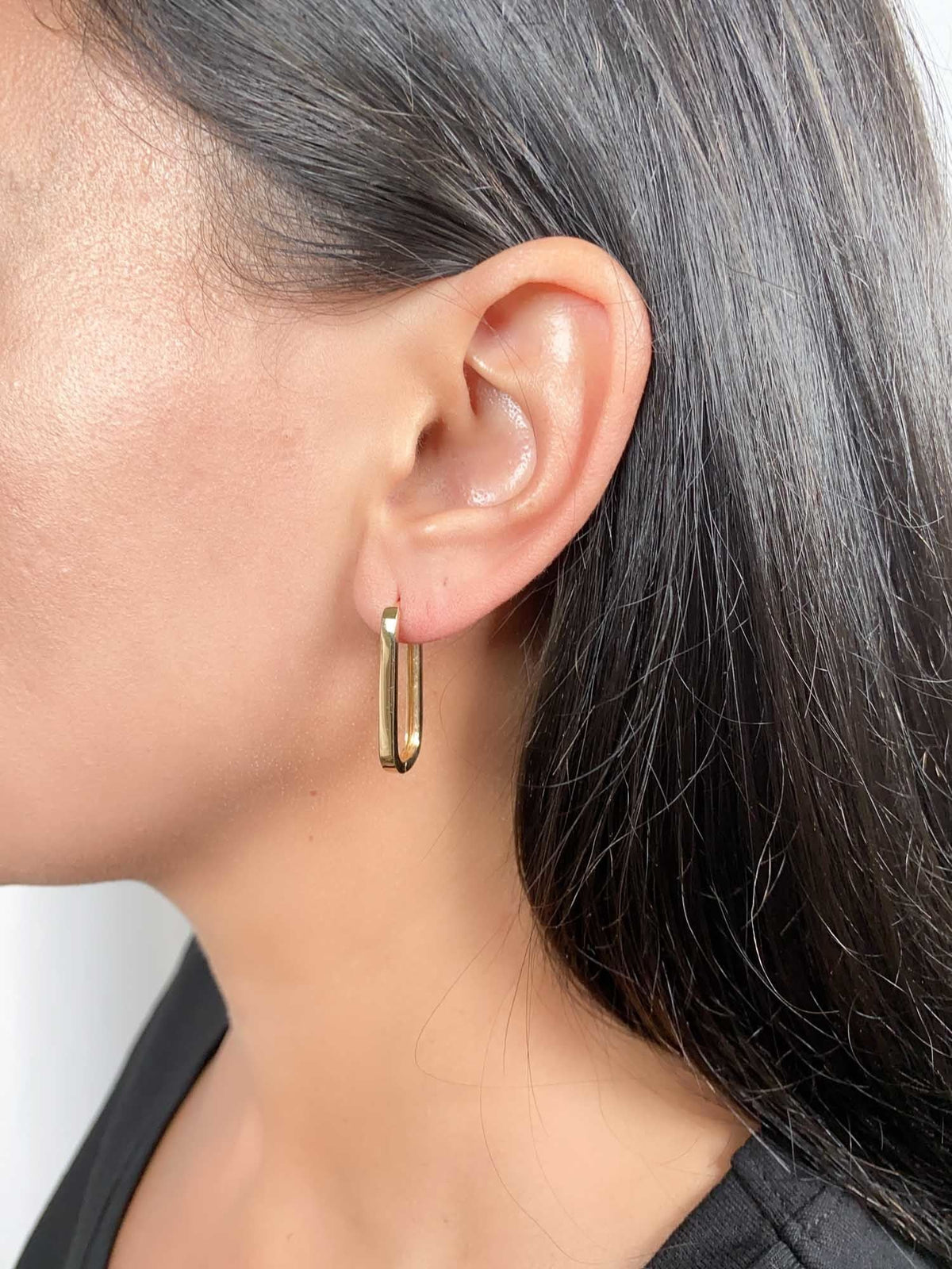 18K Gold 26x12mm Rectangle Ear Hoops Hoop 3.68g R3213 Aurora Designer