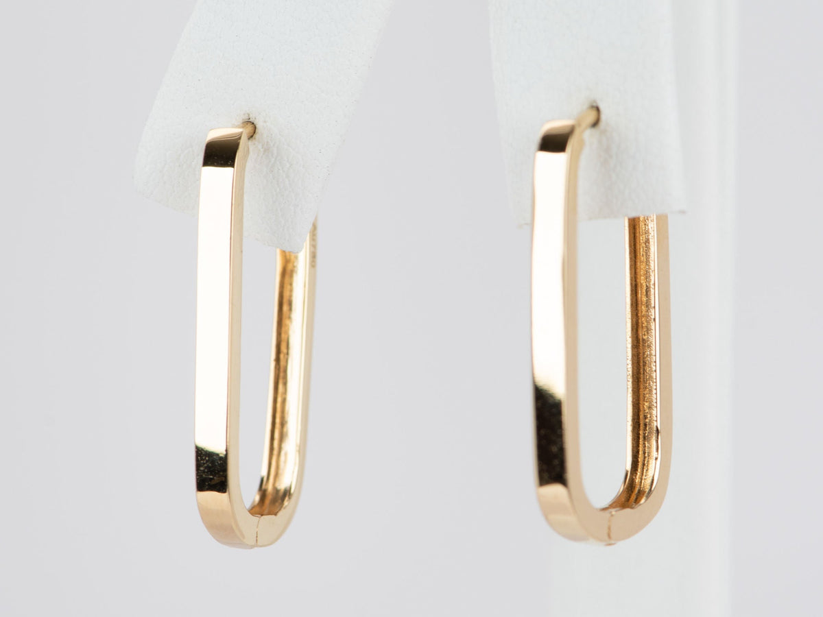 18K Gold 26x12mm Rectangle Ear Hoops Hoop 3.68g R3213 Aurora Designer