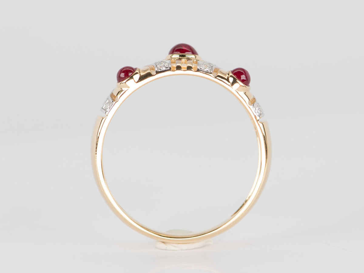 18K Gold Ruby and Diamond Wedding Band Light Weight R5072 Aurora Designer