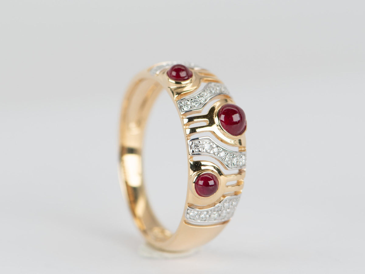 18K Gold Ruby and Diamond Wedding Band Light Weight R5072 Aurora Designer