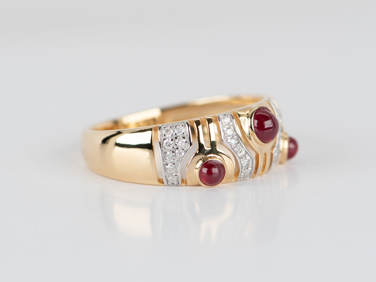 18K Gold Ruby and Diamond Wedding Band Light Weight R5072 Aurora Designer