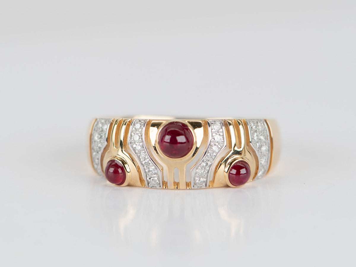 18K Gold Ruby and Diamond Wedding Band Light Weight R5072 Aurora Designer