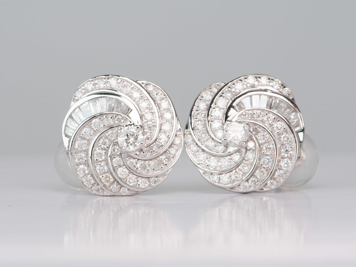 18K Gold Camellia Earrings with Diamond Studs Can Hang Dangles R3215 Aurora Designer