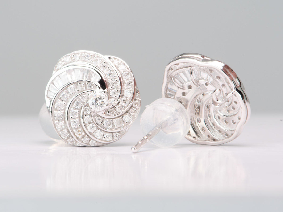 18K Gold Camellia Earrings with Diamond Studs Can Hang Dangles R3215 Aurora Designer