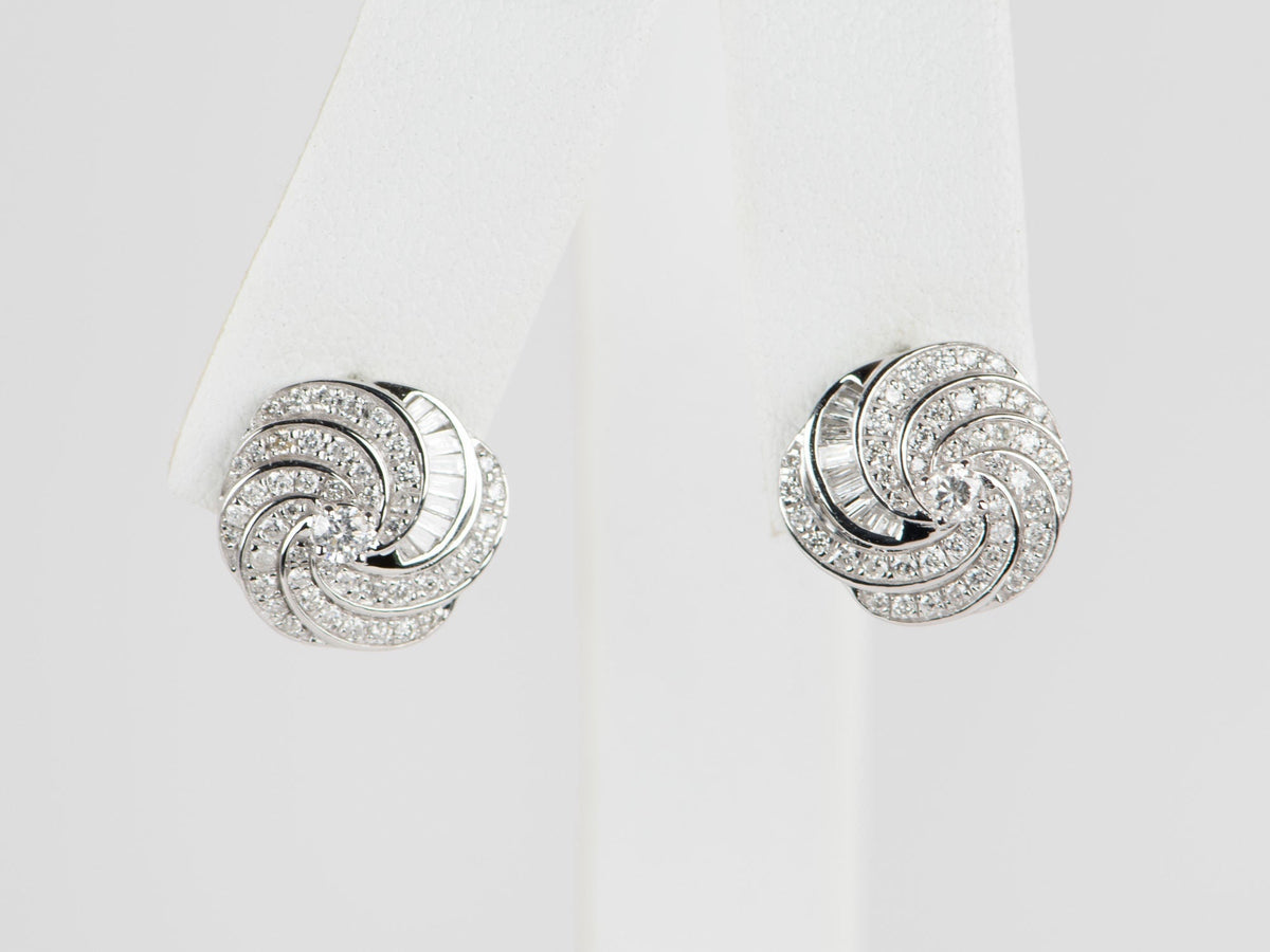 18K Gold Camellia Earrings with Diamond Studs Can Hang Dangles R3215 Aurora Designer