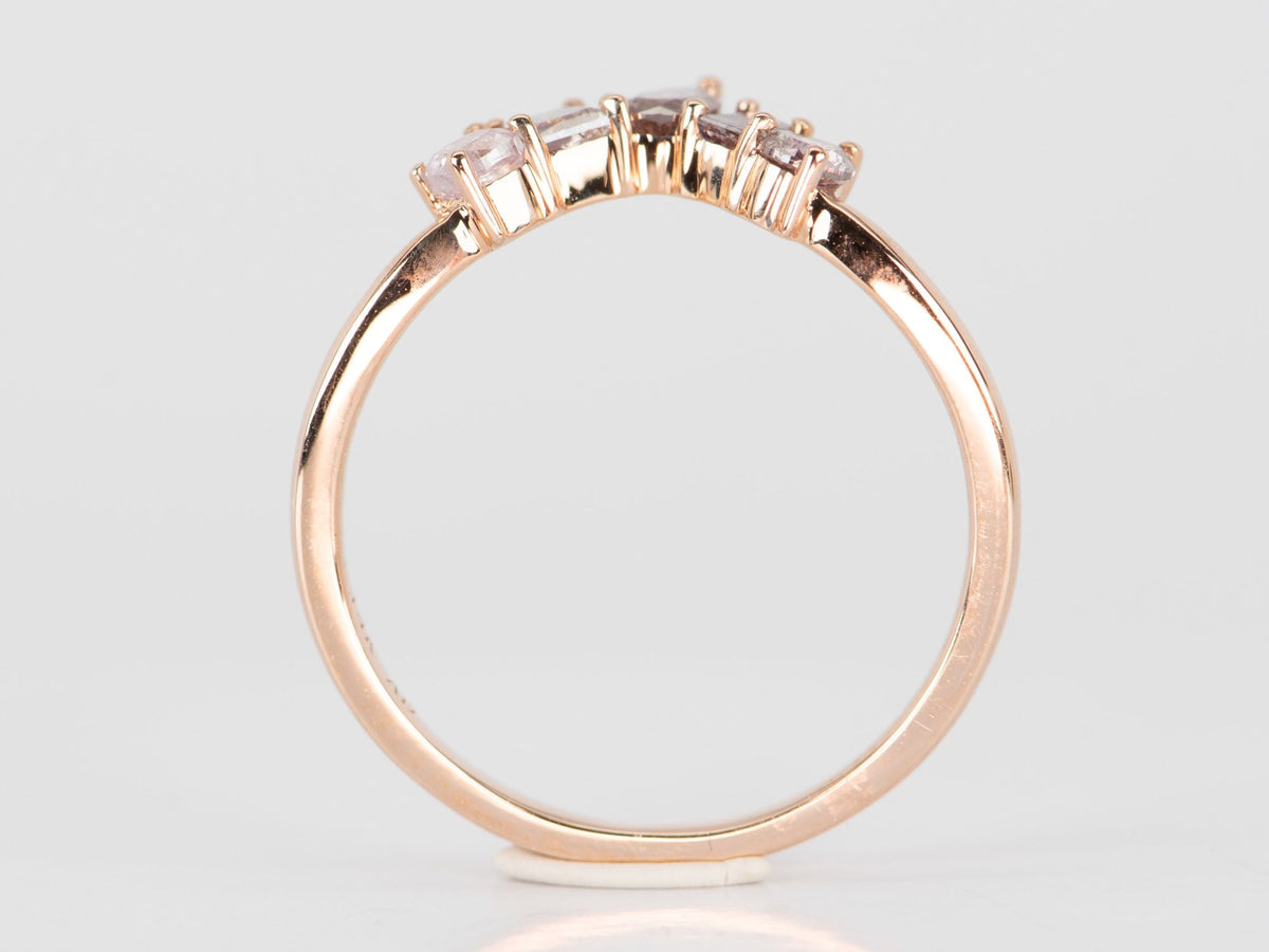 Natural Pink Diamond Curve Crown Ring 14K Rose Gold R5079 Aurora Designer