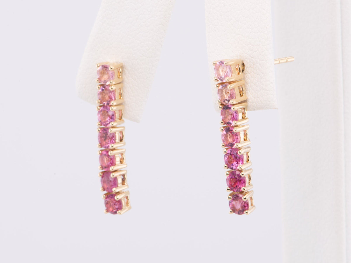 Ombre Pink Tourmaline Long Earrings 14K Gold R3203 Aurora Designer