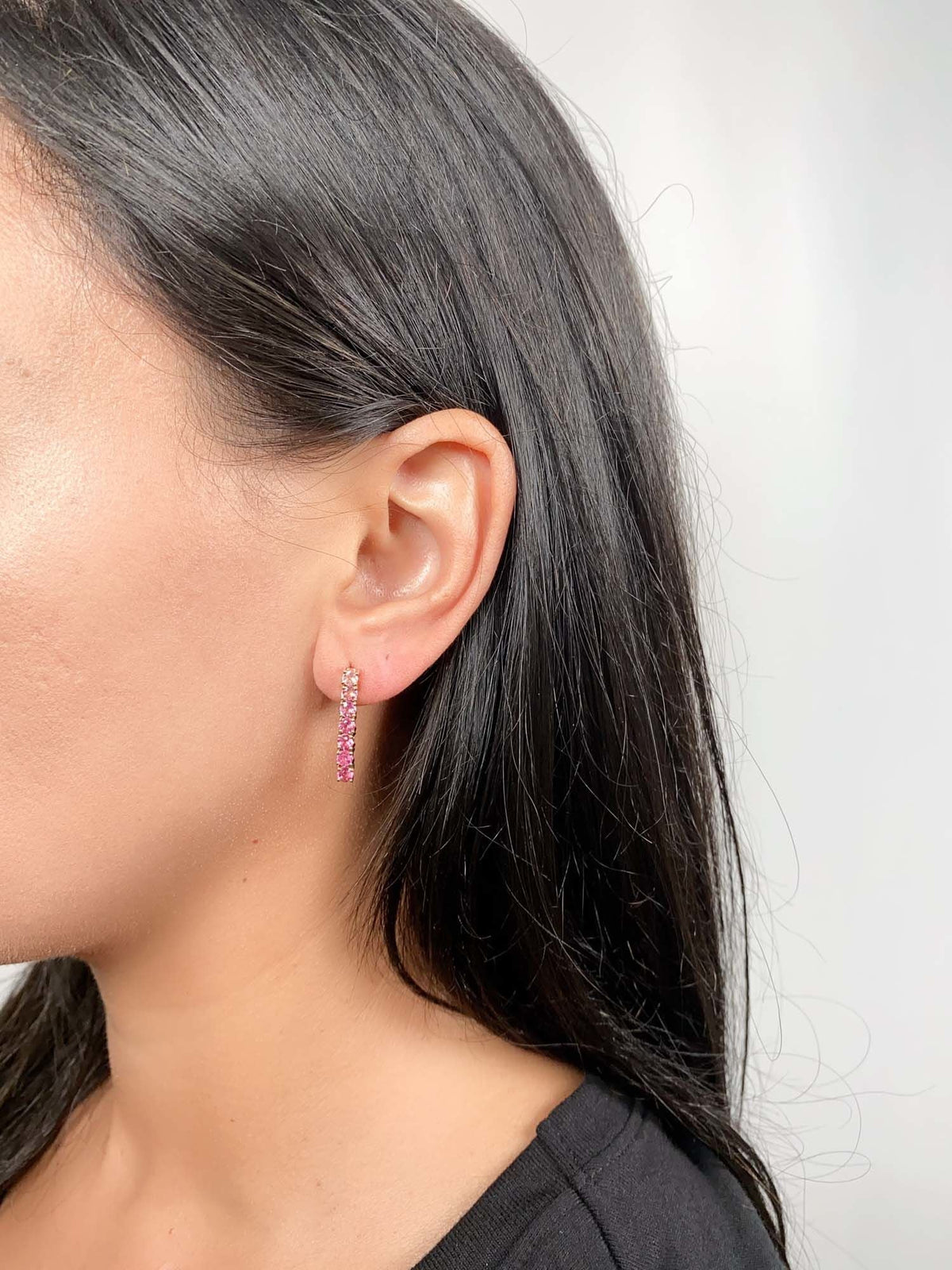 Ombre Pink Tourmaline Long Earrings 14K Gold R3203 Aurora Designer