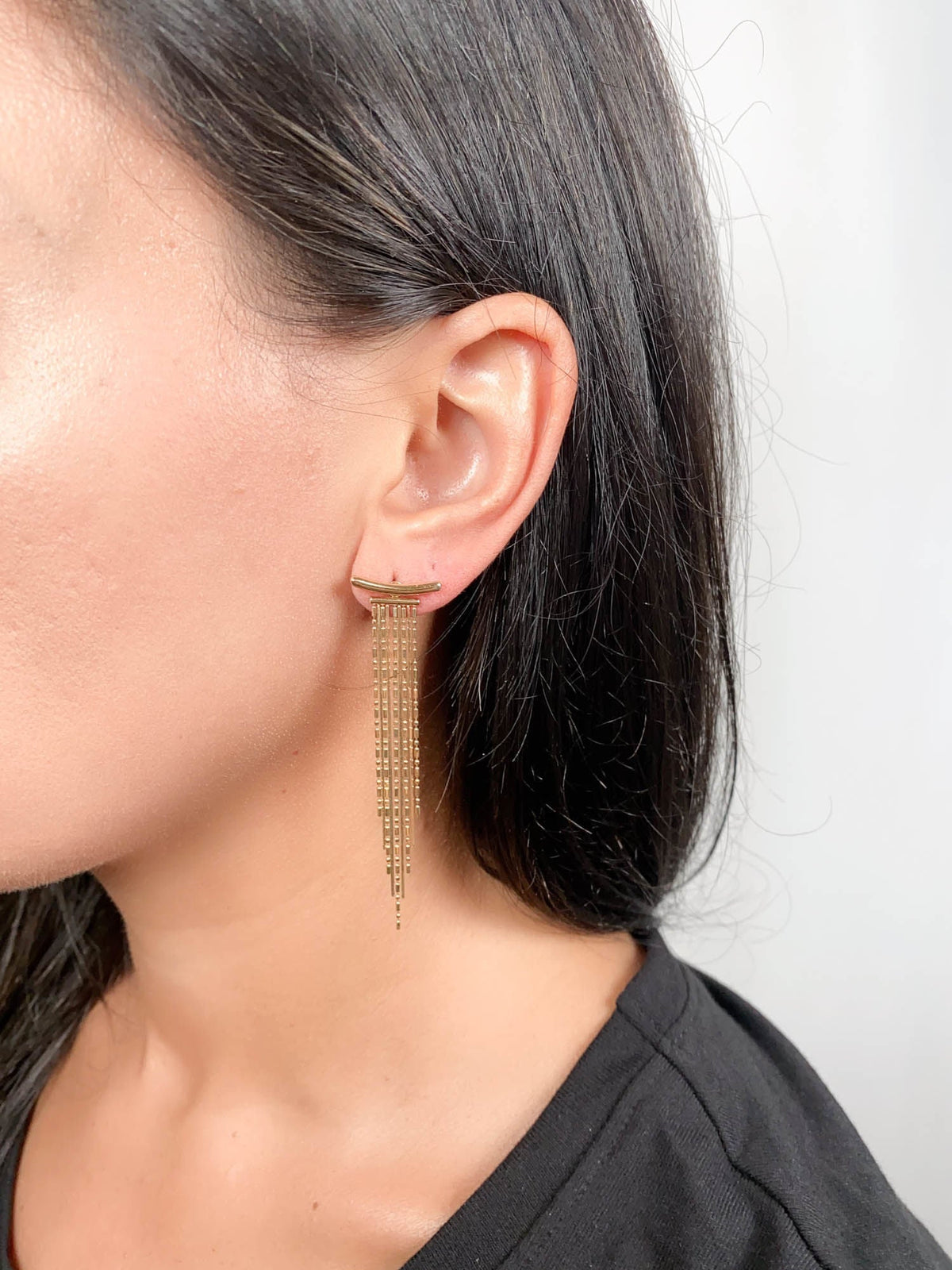 Solid 18K Gold Mixed Chain Ear Dangles 65mm 2.6g R3205 Aurora Designer
