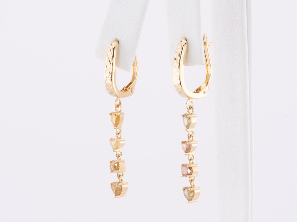 1.51ct Natural Fancy Yellow Diamond 14K Gold Dangle Earrings R3208 Aurora Designer