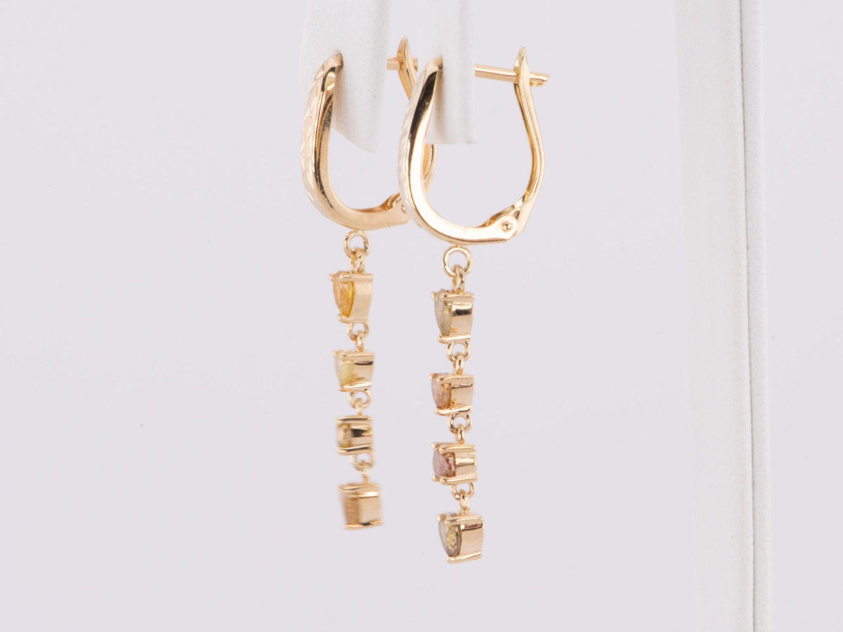 1.51ct Natural Fancy Yellow Diamond 14K Gold Dangle Earrings R3208 Aurora Designer