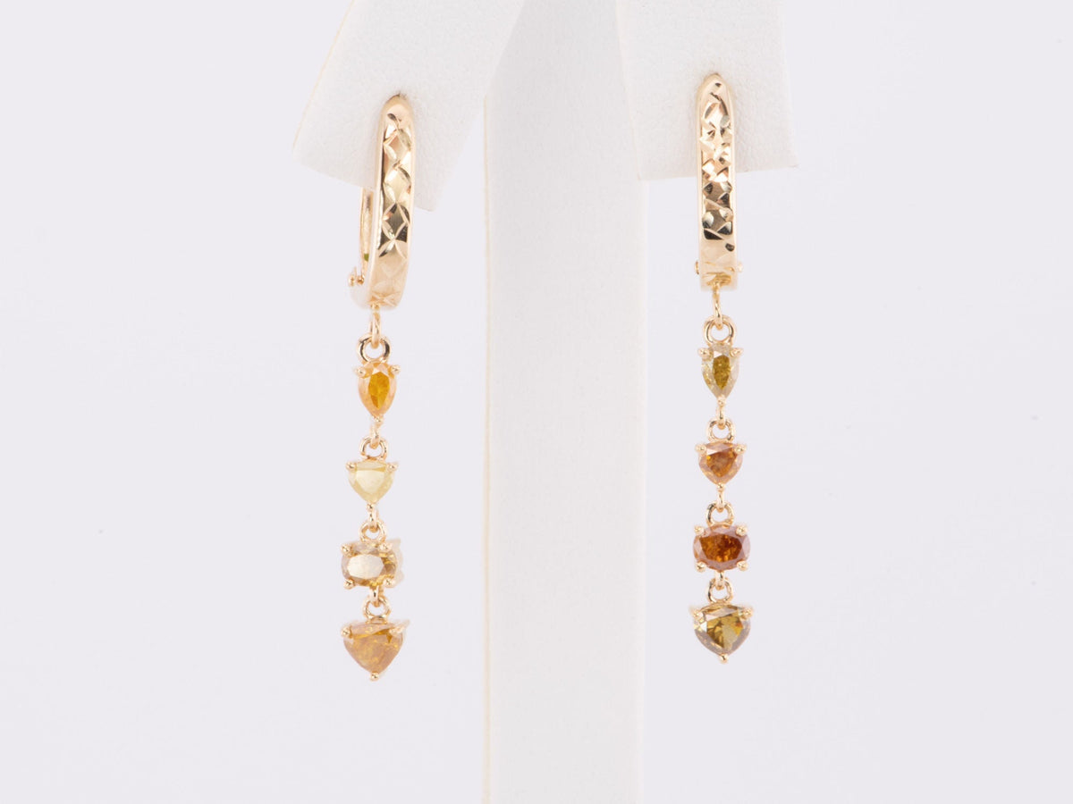 1.51ct Natural Fancy Yellow Diamond 14K Gold Dangle Earrings R3208 Aurora Designer