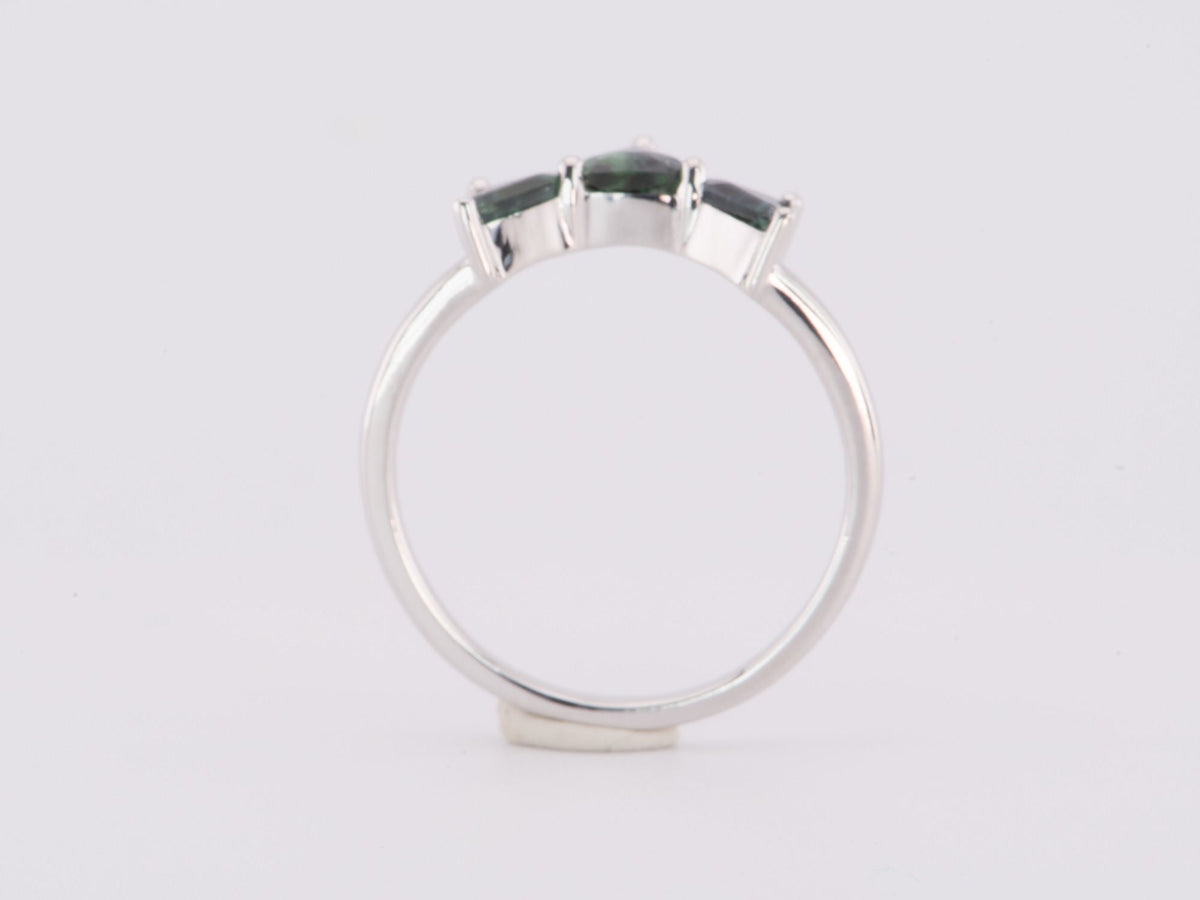 1.08ct Teal Blue Natural Nigerian Sapphire Crown Ring 14K White Gold R6648 Aurora Designer