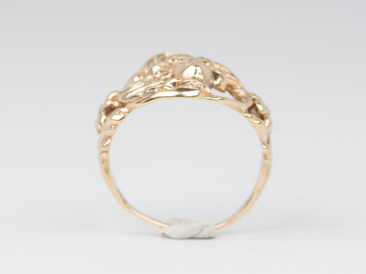 Vintage Jewelry Art Nouveau Floral Woman Ring 14K Gold 7g V1100 Aurora Designer