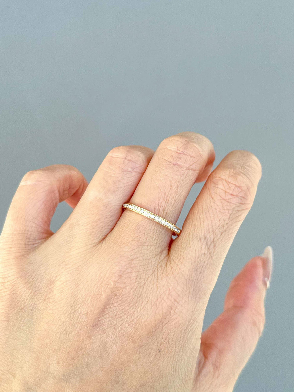 2mm Wide Wedding Band with Moissanite 14K Gold R5082 Aurora Designer