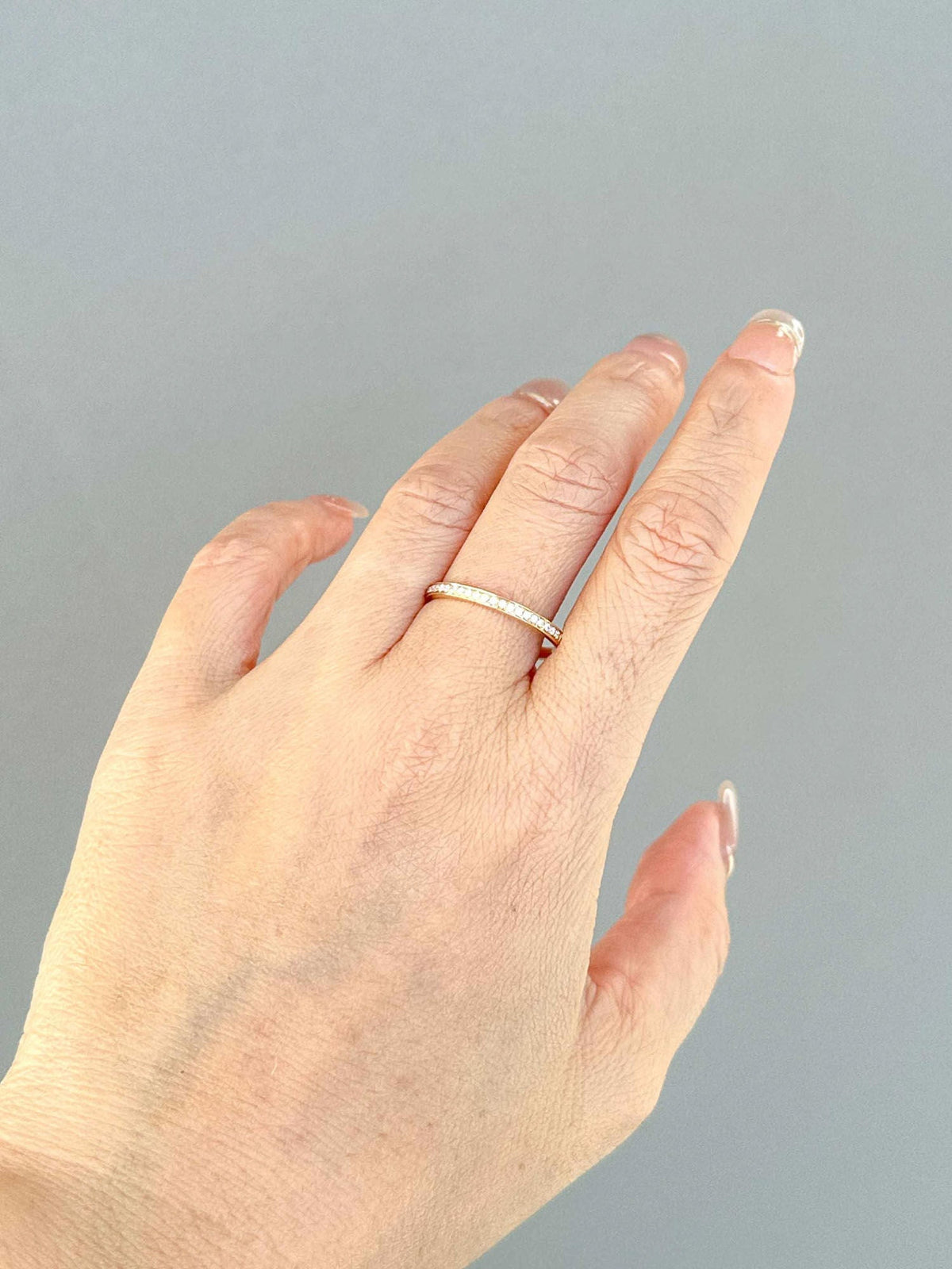 2mm Wide Wedding Band with Moissanite 14K Gold R5082 Aurora Designer