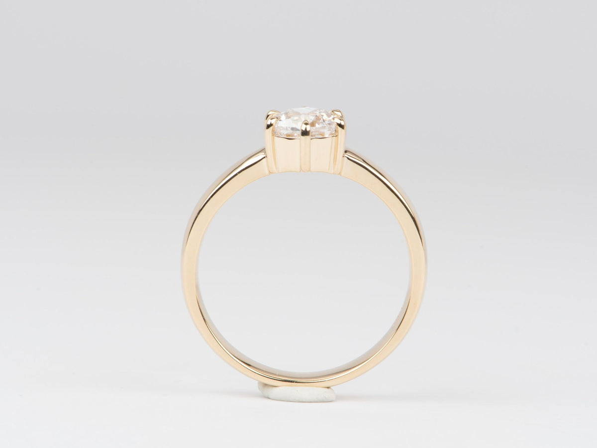 Hexagon Shape Diamond Engagement Ring on Wide Band 14K Gold IGI Cert R6655 Aurora Designer