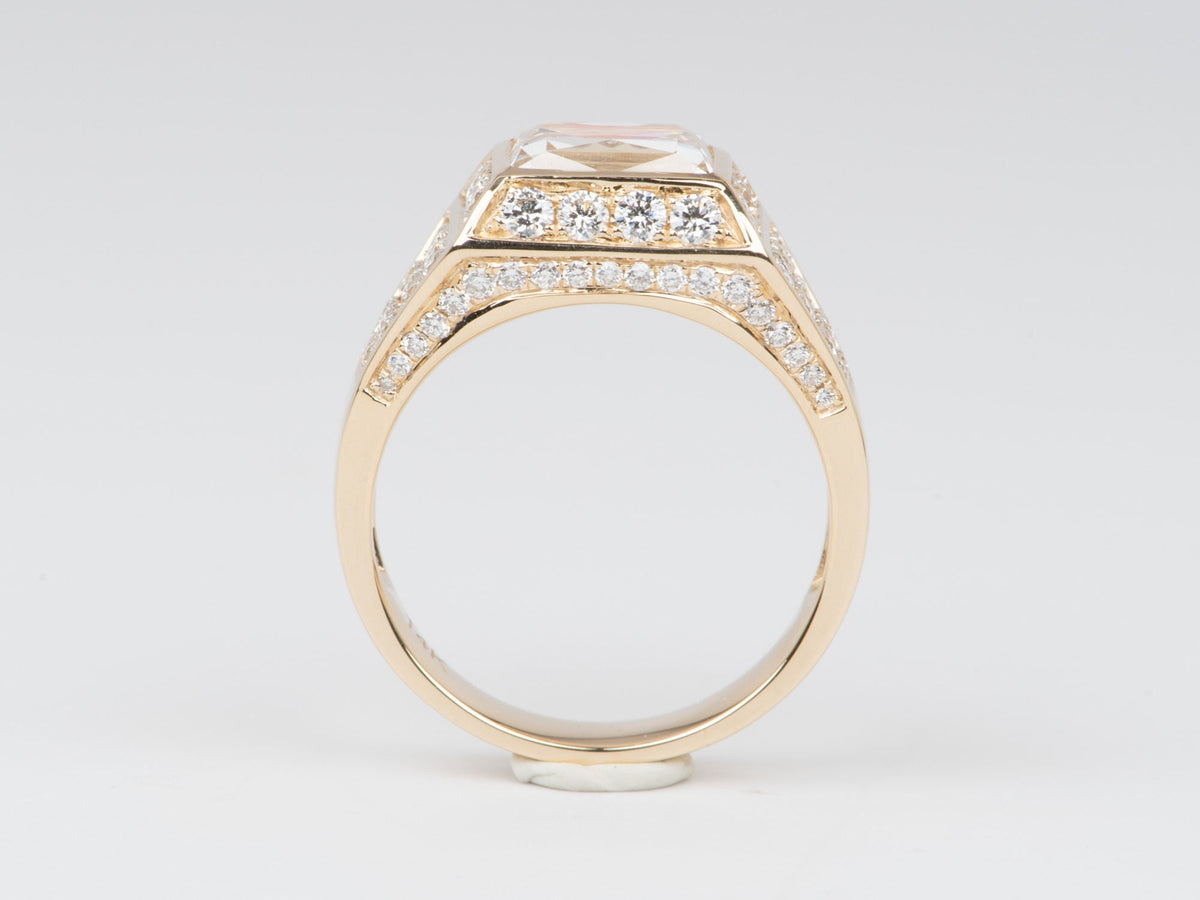 3.17ctw Certified Old European Cut Diamond Wide Band Ring 14K Gold R6656 Aurora Designer