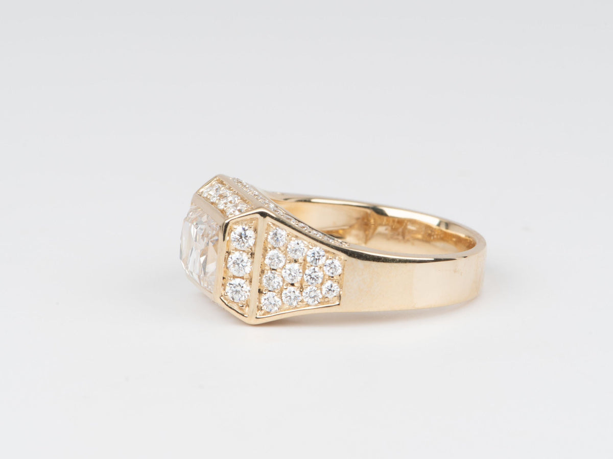 3.17ctw Certified Old European Cut Diamond Wide Band Ring 14K Gold R6656 Aurora Designer