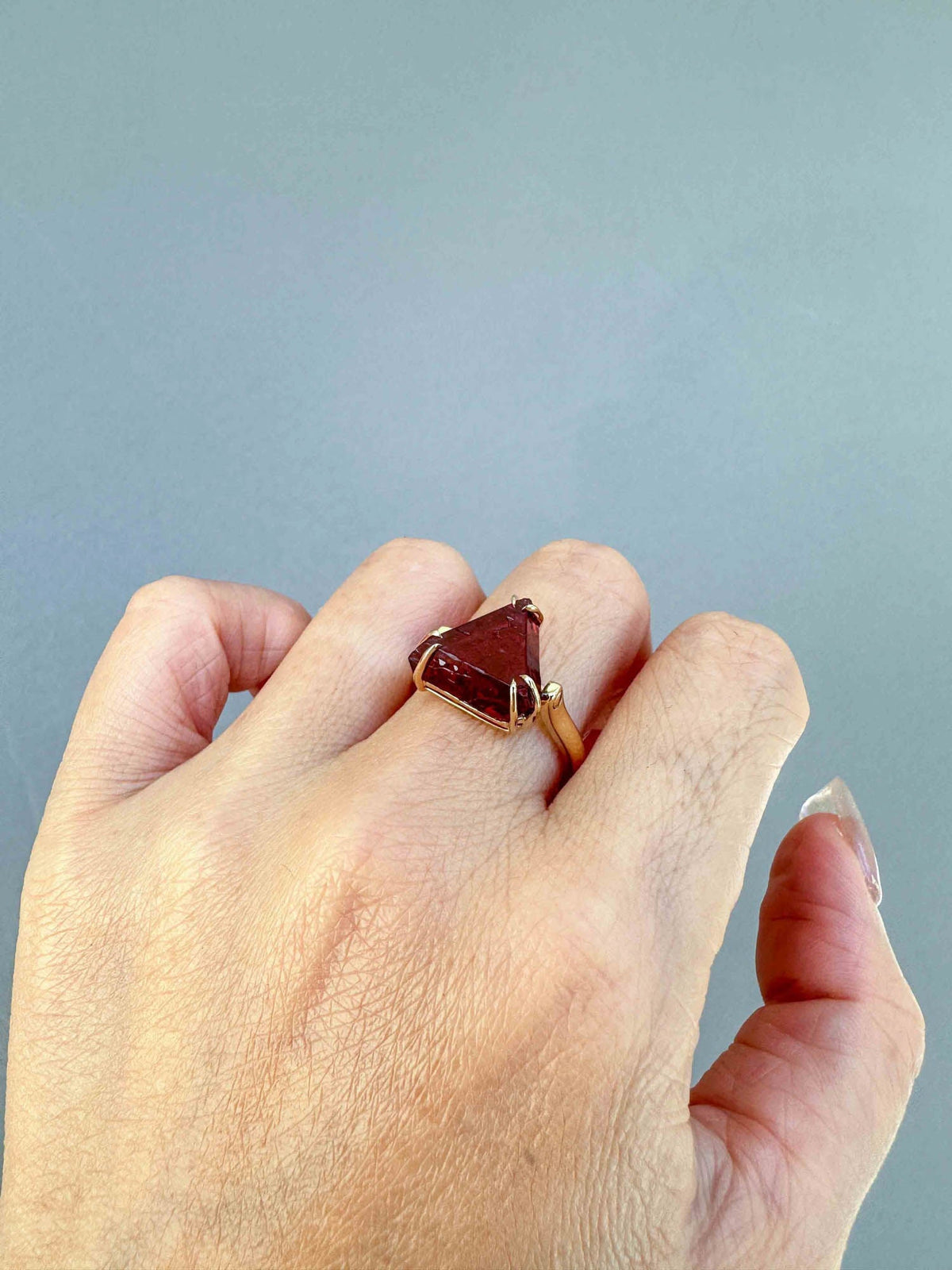 6.21ct Myanmar Red Spinel Octahedral Crystal Ring Convert to Pendant 14K Gold R6657 Aurora Designer