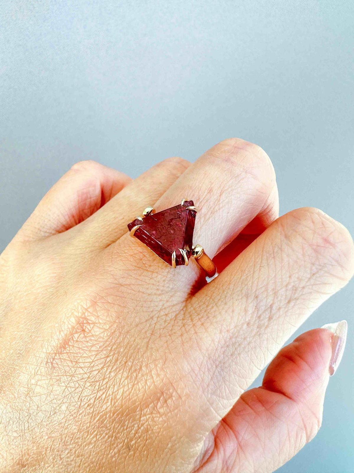 6.21ct Myanmar Red Spinel Octahedral Crystal Ring Convert to Pendant 14K Gold R6657 Aurora Designer
