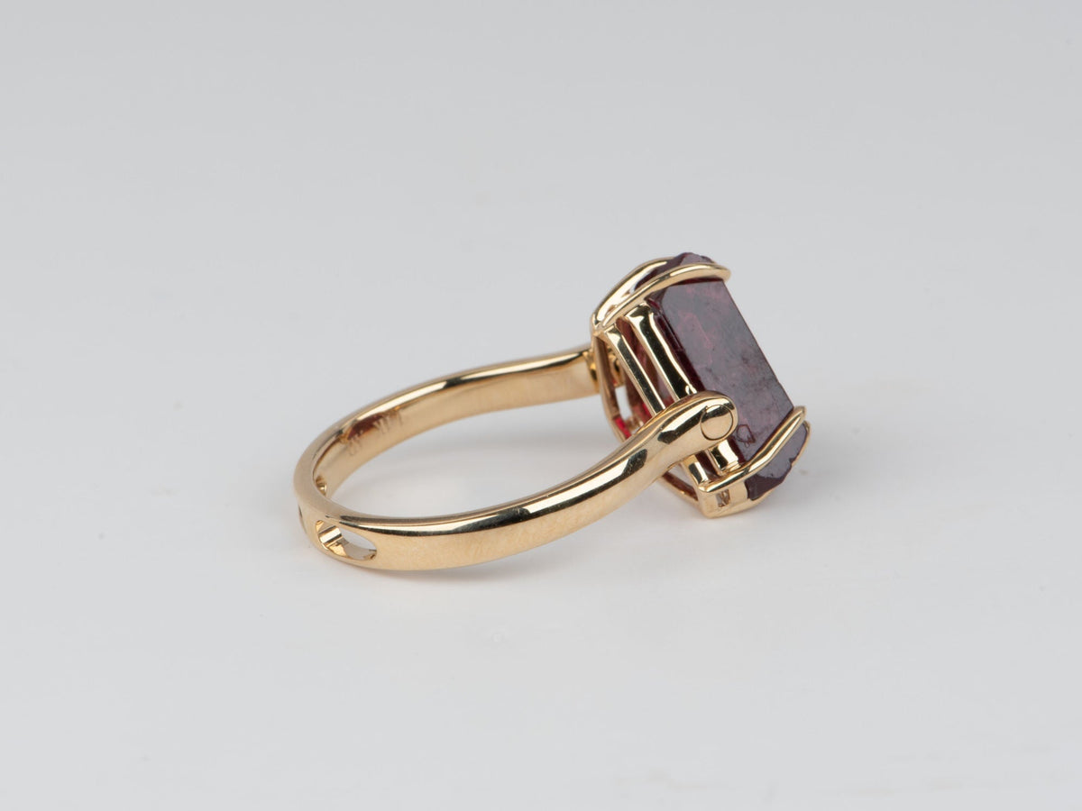 6.21ct Myanmar Red Spinel Octahedral Crystal Ring Convert to Pendant 14K Gold R6657 Aurora Designer