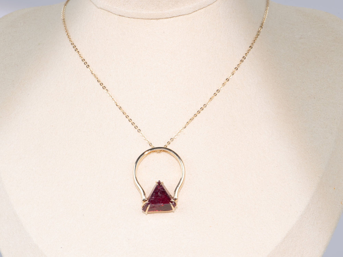 6.21ct Myanmar Red Spinel Octahedral Crystal Ring Convert to Pendant 14K Gold R6657 Aurora Designer