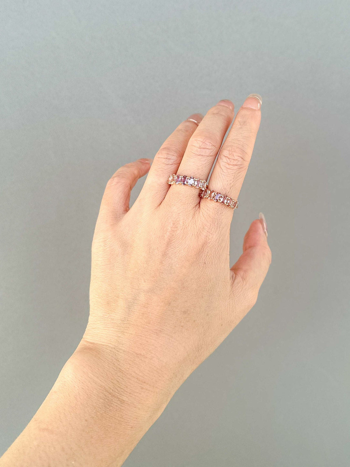 Ombre Effect Natural Padparadscha Sapphire Wedding Band 14K Gold R5087 Aurora Designer