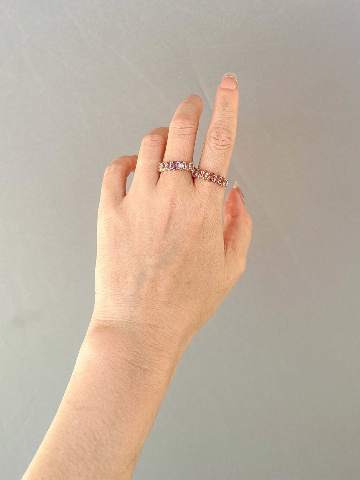 Ombre Effect Natural Padparadscha Sapphire Wedding Band 14K Gold R5087 Aurora Designer