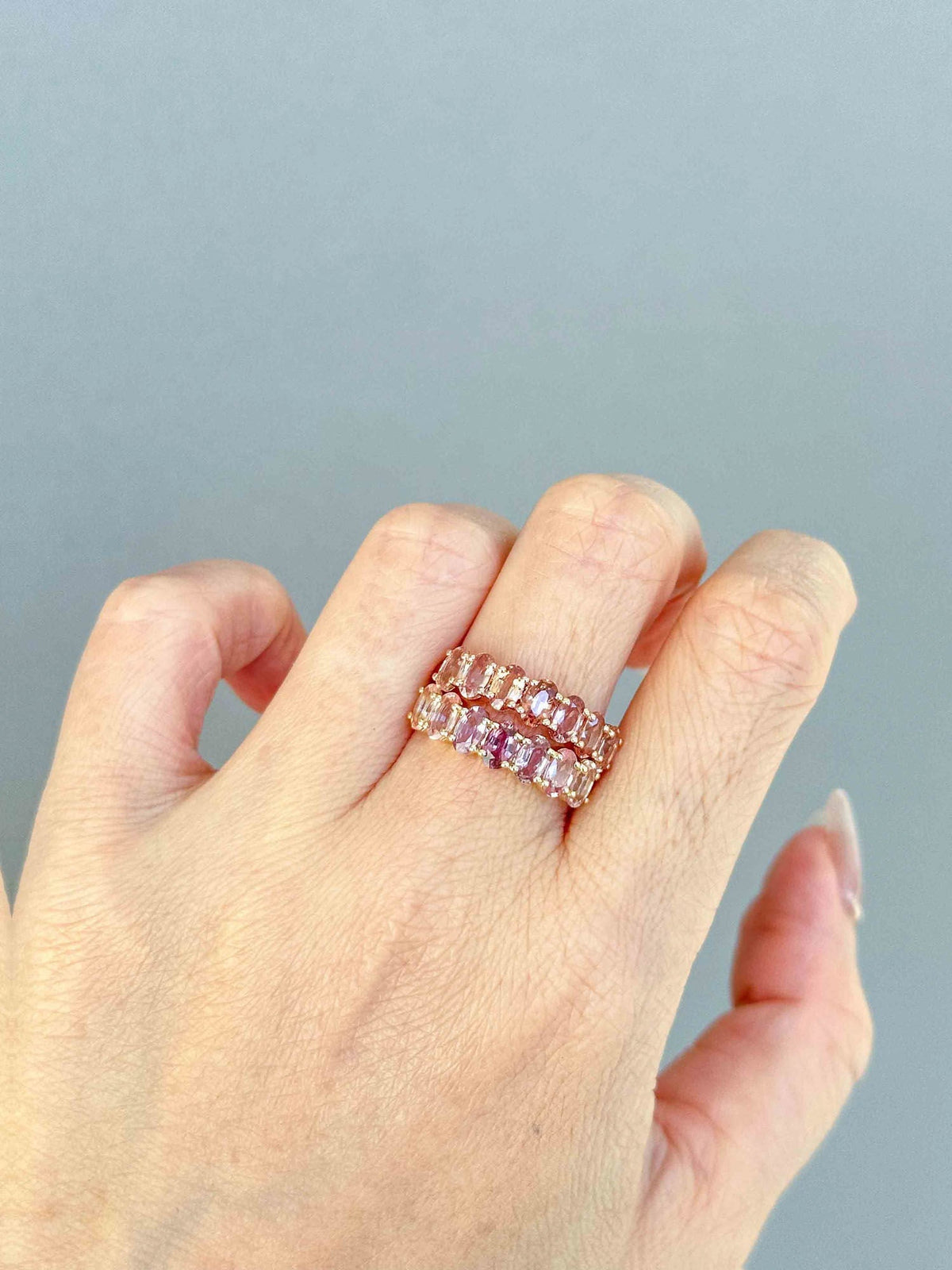 Ombre Effect Natural Padparadscha Sapphire Wedding Band 14K Gold R5087 Aurora Designer