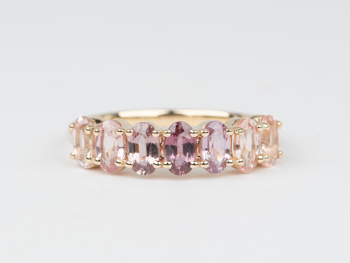 Ombre Effect Natural Padparadscha Sapphire Wedding Band 14K Gold R5087 Aurora Designer