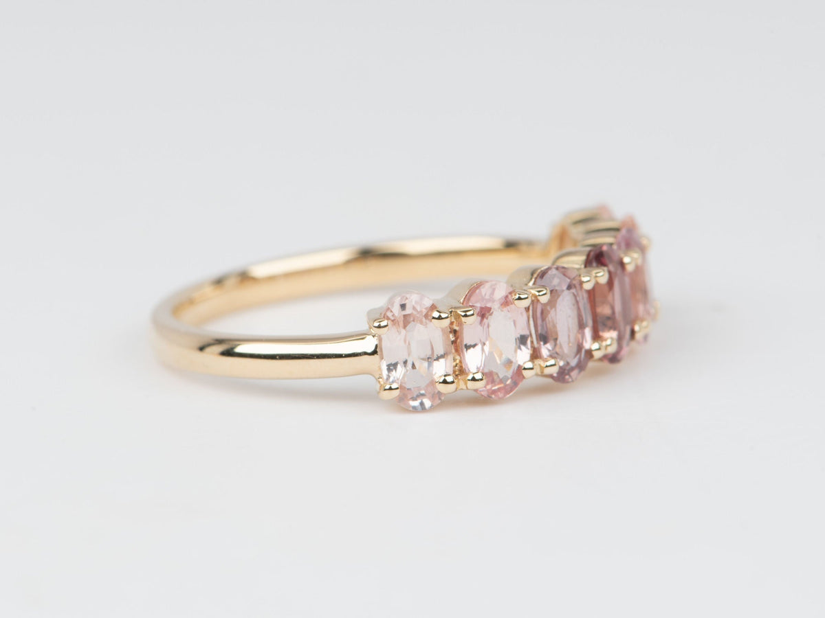 Ombre Effect Natural Padparadscha Sapphire Wedding Band 14K Gold R5087 Aurora Designer