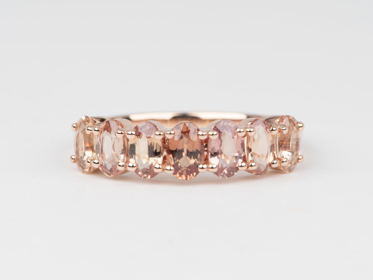 Ombre Effect Natural Padparadscha Sapphire Wedding Band 14K Gold R5087 Aurora Designer