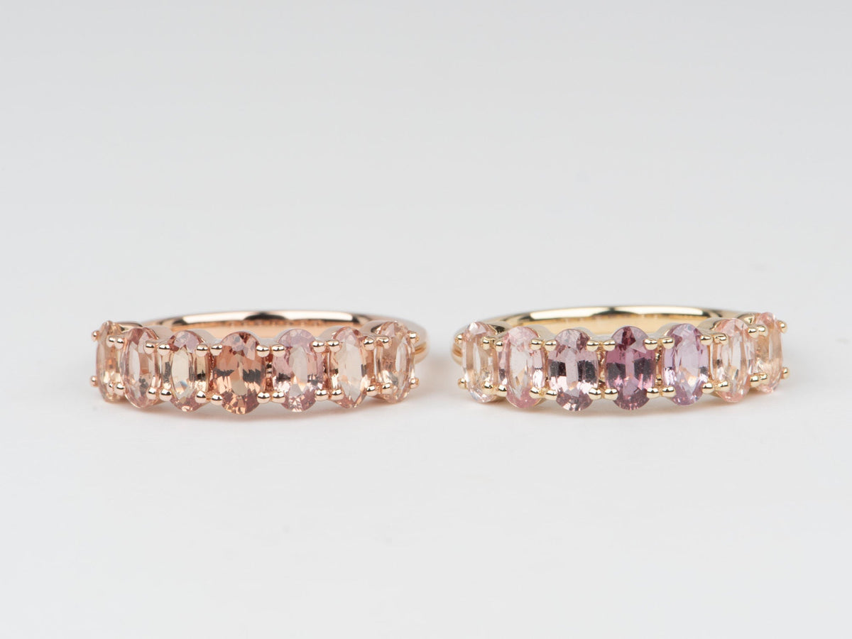 Ombre Effect Natural Padparadscha Sapphire Wedding Band 14K Gold R5087 Aurora Designer