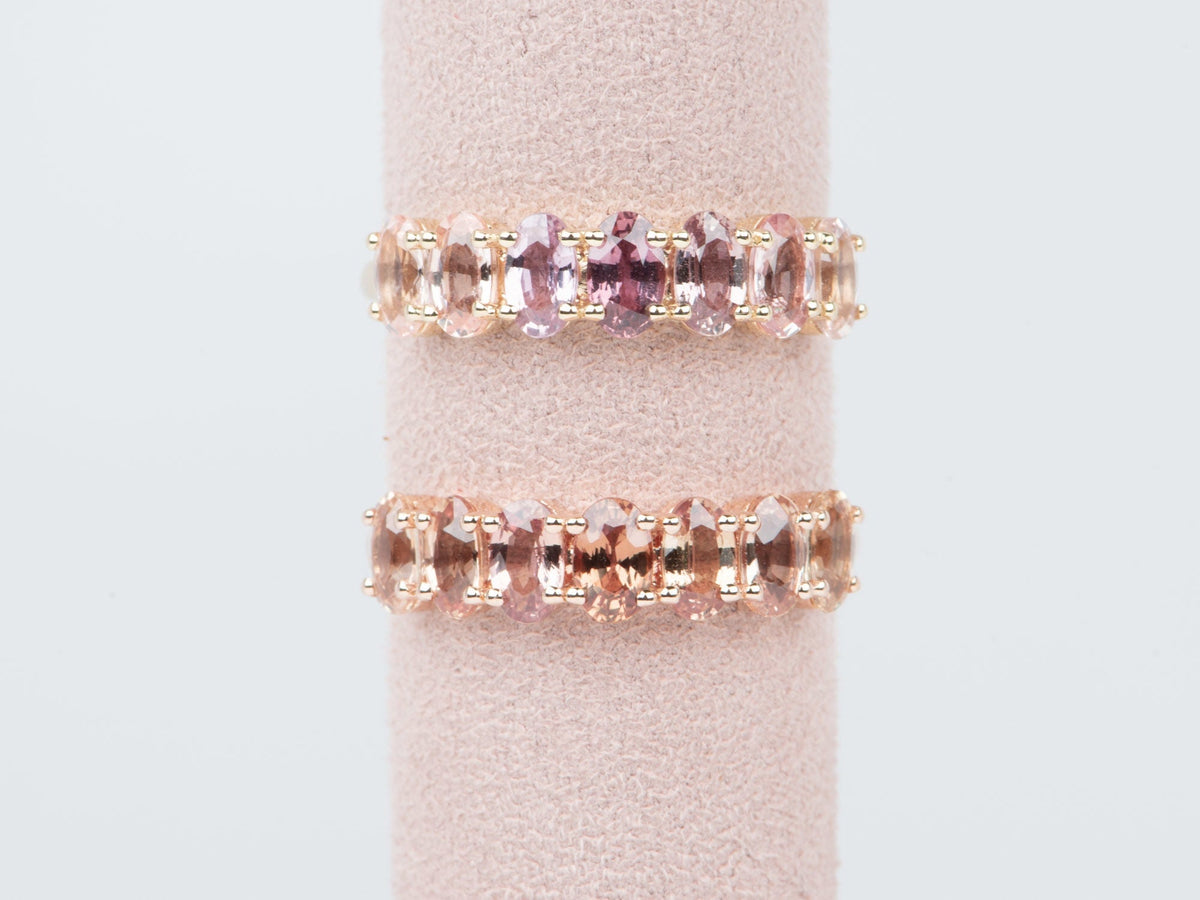 Ombre Effect Natural Padparadscha Sapphire Wedding Band 14K Gold R5087 Aurora Designer